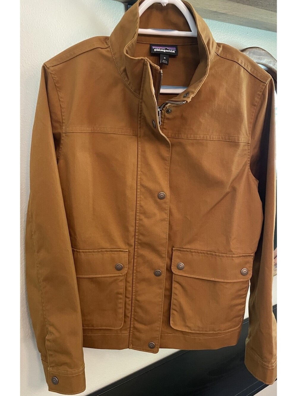Patagonia Women’s Prarie Dusk Jacket Size Medium Brown Full Zip Snap Pockets